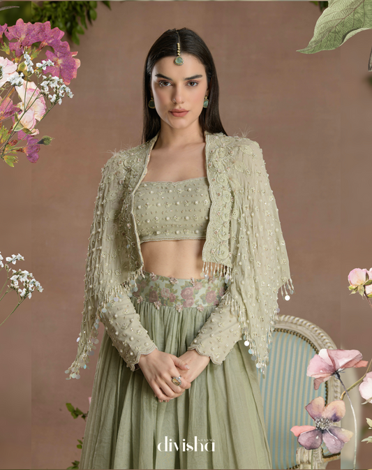 Caelia cape lehenga set